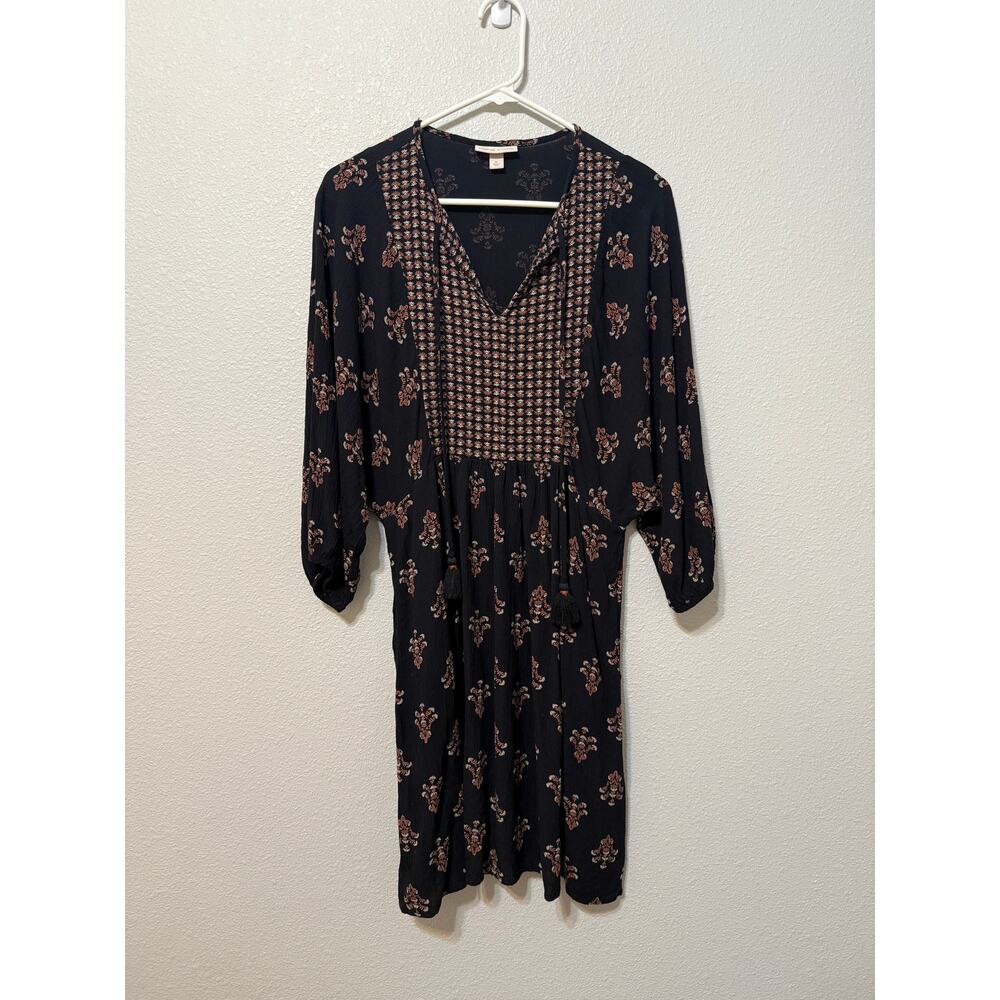 Women's Bishop 3/4 Sleeve A-Line Dress - Knox Rose Black - XS‎